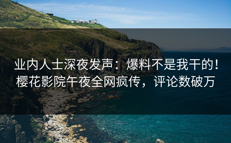 业内人士深夜发声：爆料不是我干的！樱花影院午夜全网疯传，评论数破万